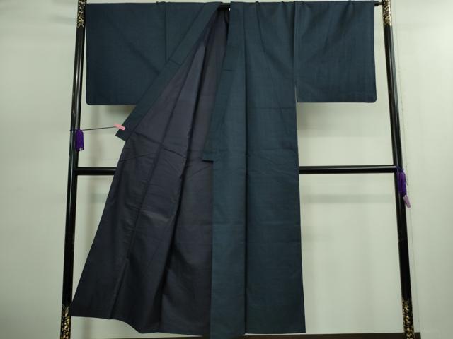 平和屋着物■極上 男性 本場大島紬 アンサンブル 長襦袢(袷)・長羽織セット 100亀甲 総詰め 濃藍色地 逸品 DZAB0393kh5
