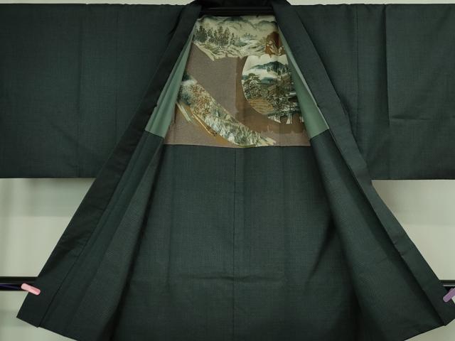 平和屋着物■極上 男性 本場大島紬 アンサンブル 長羽織 濃紺地 逸品 DZAB0400kh5