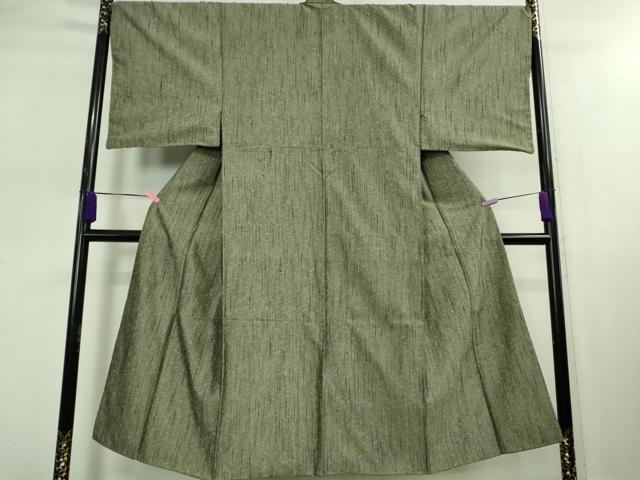 平和屋着物■極上 男性 髭紬 アンサンブル 長羽織 柳茶色地 羽裏・虎 逸品 DZAB0404kh5