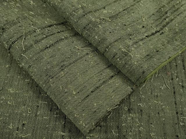 平和屋着物■極上 男性 髭紬 アンサンブル 長羽織 柳茶色地 羽裏・虎 逸品 DZAB0404kh5
