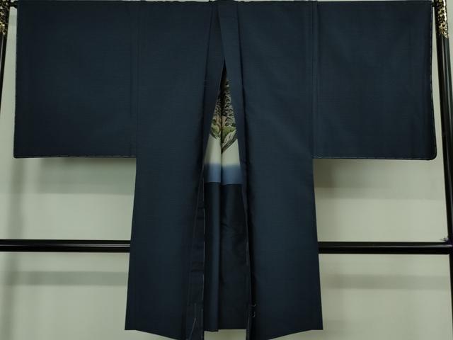 平和屋本店■極上 男性 本場大島紬 アンサンブル キングサイズ 長襦袢(風神雷神)・長羽織セット 窪田謹製 証紙付き 逸品 未使用DZAB0415kh5