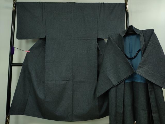 平和屋着物■極上 男性 紬 アンサンブル 長羽織 濃紺地 逸品 DZAB0424kh5