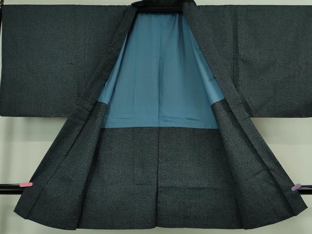 平和屋着物■極上 男性 紬 アンサンブル 長羽織 濃紺地 逸品 DZAB0424kh5