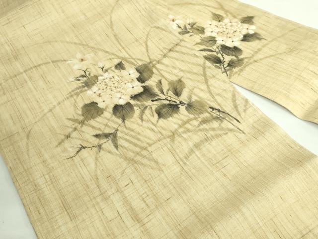 平和屋着物■極上 夏物 九寸名古屋帯 手描き 枝花文 麻 逸品 DZAB0458kh5