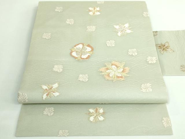 平和屋着物*極上 夏物 九寸名古屋帯 唐織 舞花文 金糸 逸品 DZAB0465kh5