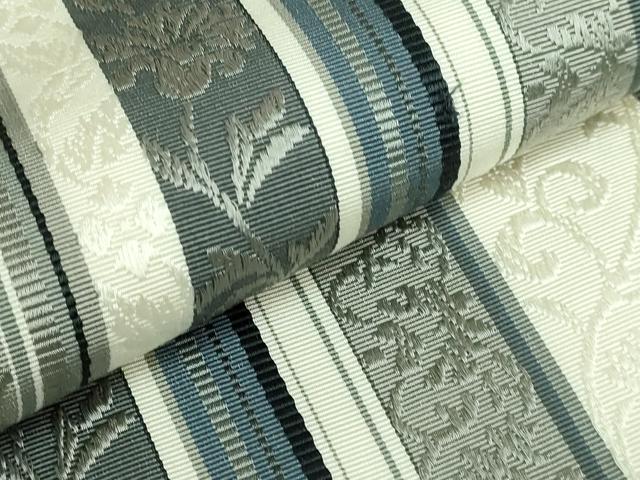 平和屋着物●極上 本場筑前博多織 八寸名古屋帯 花唐草間道 逸品 DZAB0482kh5