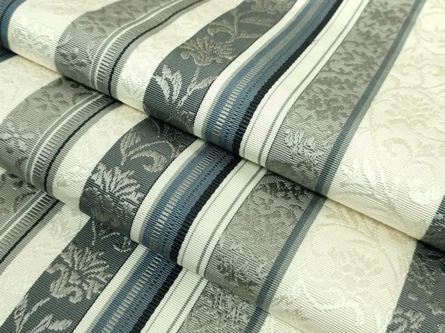 平和屋着物●極上 本場筑前博多織 八寸名古屋帯 花唐草間道 逸品 DZAB0482kh5