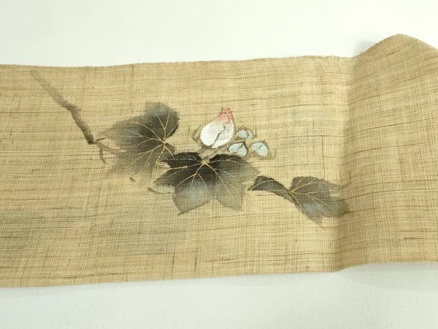 平和屋着物*極上 夏物 染色作家 桐山紫香 手描き 八寸名古屋帯 枝花文 金彩 逸品 DZAB0496kh5