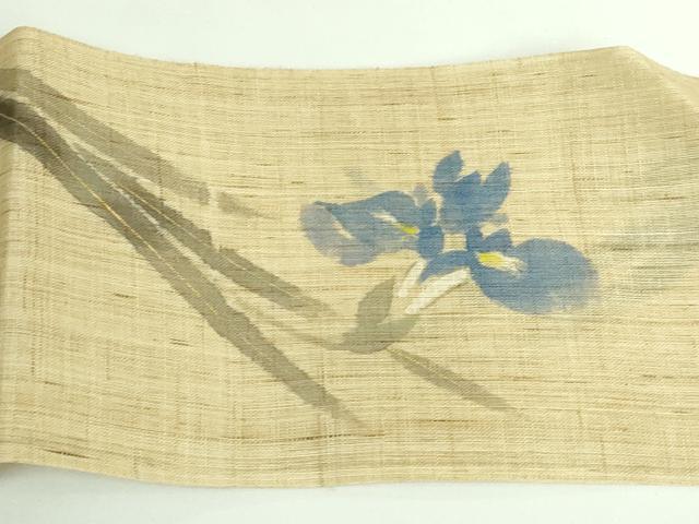 平和屋着物*極上 夏物 染色作家 桐山紫香 手描き 九寸名古屋帯 杜若 麻 金彩 逸品 DZAB0497kh5