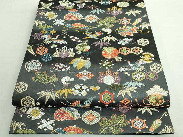 平和屋本店●極上 西陣の老舗 1782年創業 山下織物 内山晴祥 手描き 全通柄袋帯 唐織 福寿宝尽くし 証紙・共箱付き 逸品 DZAB0531kh5