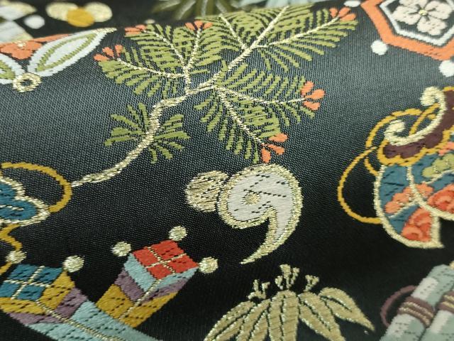 平和屋本店●極上 西陣の老舗 1782年創業 山下織物 内山晴祥 手描き 全通柄袋帯 唐織 福寿宝尽くし 証紙・共箱付き 逸品 DZAB0531kh5