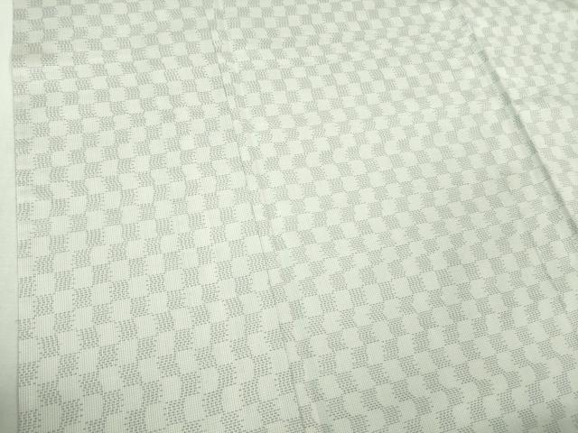 平和屋着物■極上 本場大島紬 白大島 単衣 市松文様 逸品 DZAB0584kh5