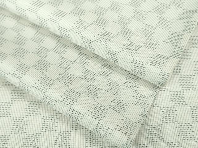 平和屋着物■極上 本場大島紬 白大島 単衣 市松文様 逸品 DZAB0584kh5