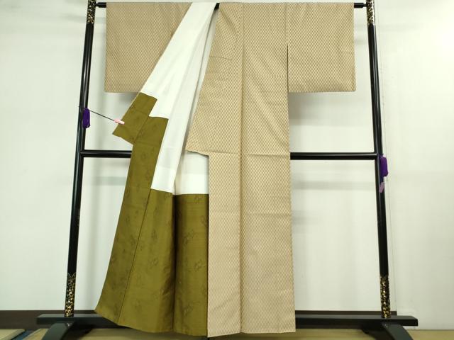 平和屋本店■極上 山下八百子 本場黄八丈 紬 市松綾織 逸品 DZAB0589kh5