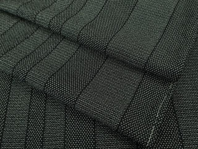 平和屋本店▽極上 本塩沢 単衣 160亀甲 間道 黒地 逸品 未使用 DZAB0600kh5