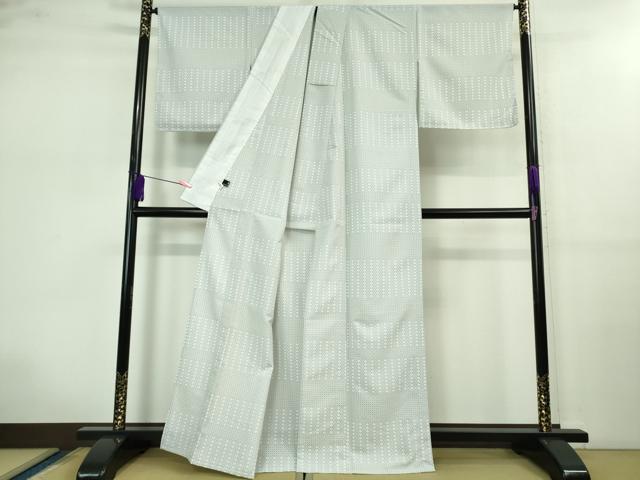 平和屋着物▽極上 森英恵・HANAE MORI 小紋 単衣 菱横段文 やまと誂製 洗える着物 逸品 未使用 DZAB0607kh5