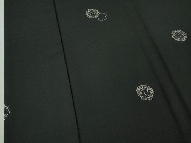 平和屋着物▽極上 飛騨印伝 小紋 単衣 雪輪重ね 黒地 反端付き 逸品 DZAB0614kh5