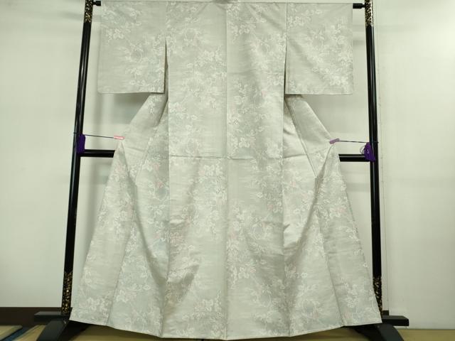 平和屋着物▽極上 本場大島紬 白大島 単衣 100亀甲 蔦の葉文 逸品 未使用 DZAB0615kh5