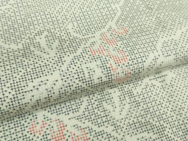 平和屋着物▽極上 本場大島紬 白大島 単衣 100亀甲 蔦の葉文 逸品 未使用 DZAB0615kh5