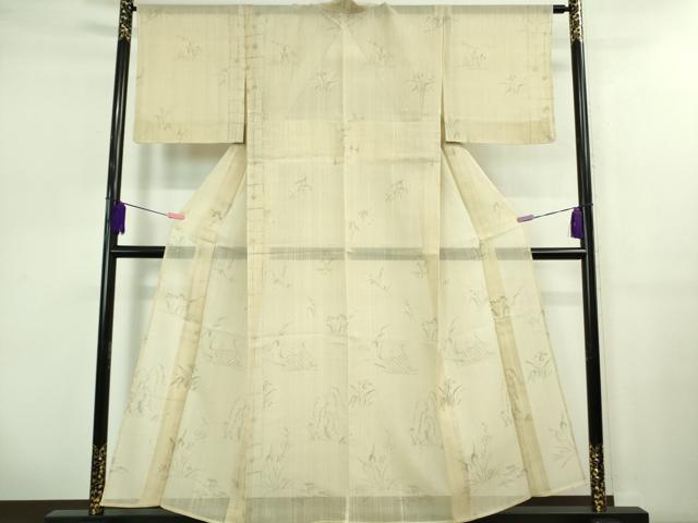 平和屋着物*極上 夏物 絹芭蕉 紗紬 手描き 草花 逸品 DZAB0625kh5