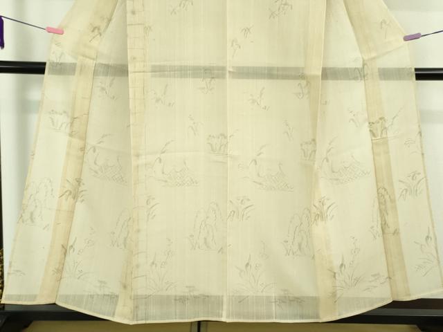 平和屋着物*極上 夏物 絹芭蕉 紗紬 手描き 草花 逸品 DZAB0625kh5
