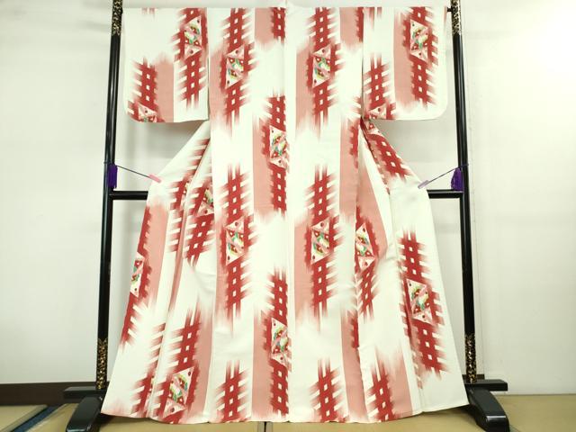 平和屋着物▽極上 撫松庵 小紋 単衣 絣文様 洗える着物 逸品 DZAB0634kh5