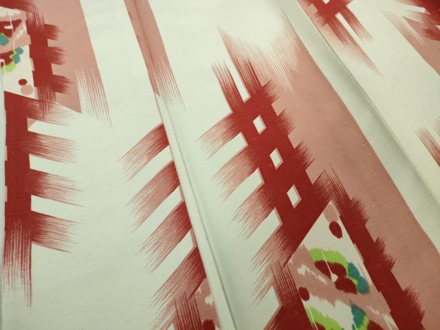 平和屋着物▽極上 撫松庵 小紋 単衣 絣文様 洗える着物 逸品 DZAB0634kh5