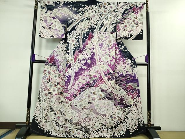 平和屋本店■極上 訪問着 辻が花 金彩 銀通し地 反端付き 逸品 未使用 DZAB0645kh5