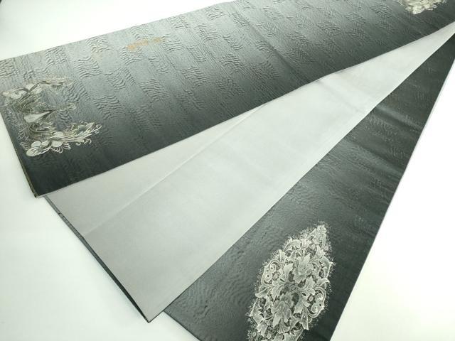平和屋着物●極上 金彩友禅 卓越技能者 名工・和田光正監修 京金彩 由光 太鼓柄袋帯 洋花文 銀彩 逸品 DZAB0712kh5