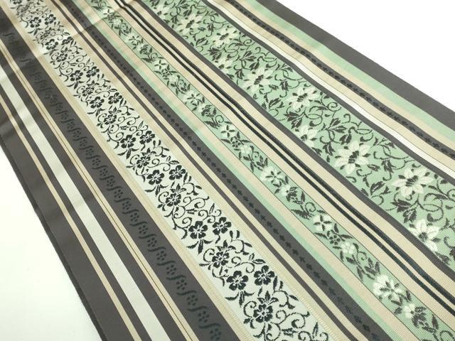平和屋着物●極上 本場筑前博多織 八寸名古屋帯 花唐草間道 逸品 DZAB0733kh5