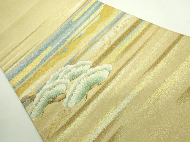 平和屋本店■極上 西陣 川島織物 爪掻き本綴れ 八寸名古屋帯 松 金銀糸 逸品 DZAB0734kh5