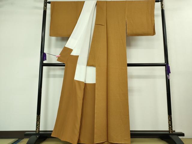 平和屋着物●極上 色無地 土色 逸品 未使用 DZAB0778kh5