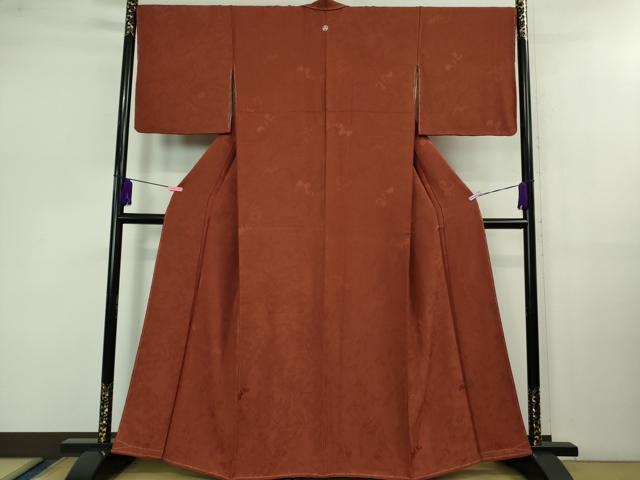 平和屋着物■極上 色無地 枝葉地紋 栗皮茶色 逸品 未使用 DZAB0794kh5
