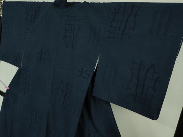 平和屋本店■極上 綿薩摩 東郷織物謹製 手織 160亀甲 實篤 永江明夫 正藍染 濃藍色地 逸品 未使用 DZAB0796kh5