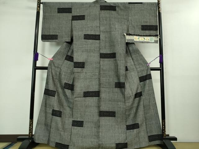 平和屋本店▽極上 本場結城紬 重要無形文化財 単衣 100亀甲 飛び亀甲柄 証紙付き 逸品 未使用 DZAB0797kh5