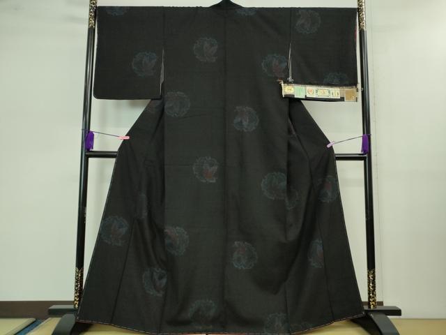 平和屋着物●極上 本場結城紬 重要無形文化財 奥順謹製 80亀甲 飛び亀甲柄 雪輪蝶文 証紙付き 逸品 未使用 DZAB0800kh5