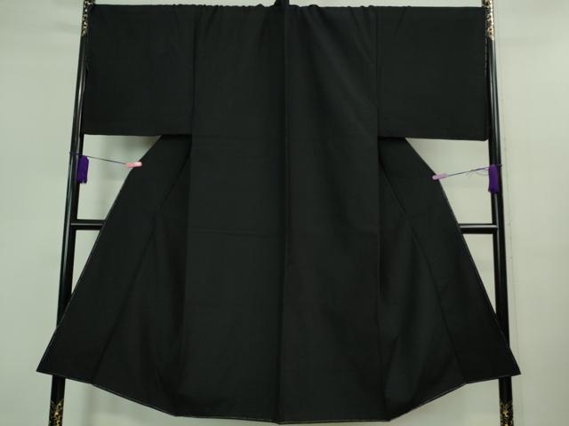 平和屋本店■極上 男性 紬 キングサイズ 色無地 黒色 逸品 未使用 DZAB0809kh5
