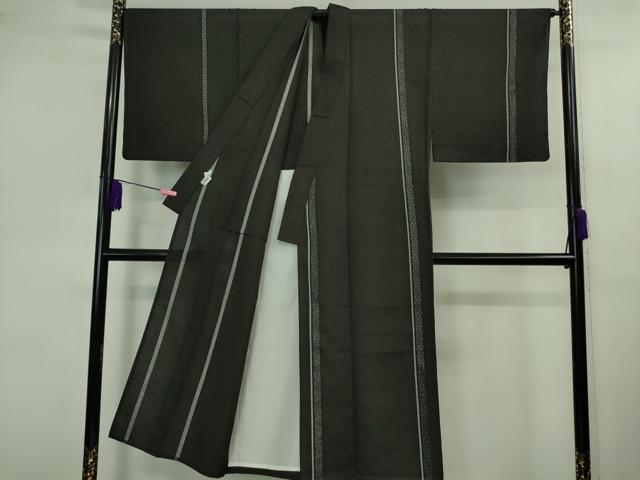 平和屋本店▽極上 男性 訪問着 単衣 紬地 名物裂間道 黒地 逸品 DZAB0813kh5