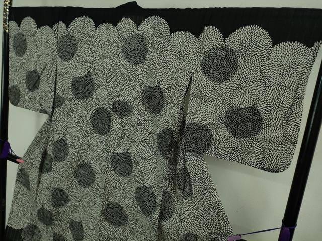 平和屋着物∴極上 夏物 こむさでもーど・COMME CA DU MODE 浴衣 貉菊 黒地 綿 逸品 DZAB0828kh5