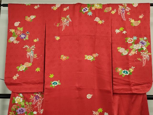 平和屋本店■極上 創業460年・千總 七五三 女の子 7歳 祝着・帯セット 駒刺繍 吉祥花文 赤色 金彩 逸品 DZAB0847kh5