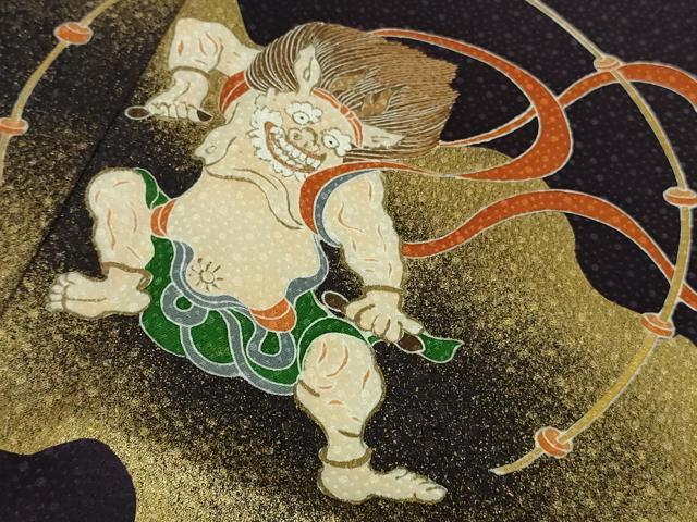 平和屋本店■極上 訪問着 風神雷神 紫紺色地 金彩 反端付き 逸品 DZAB0860kh5