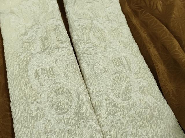 平和屋着物■極上 世界的人形師 辻村寿三郎 ジュサブロー 振袖・長襦袢(半衿刺繍・無双仕立て)セット 花 青褐色地 逸品 DZAB0865kh5