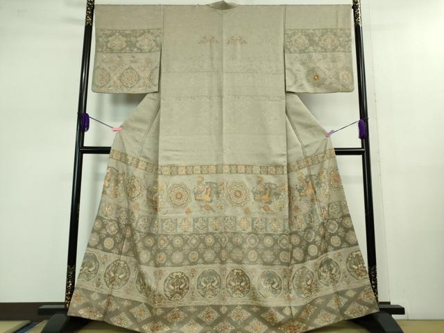 平和屋本店■極上 訪問着 総刺繍 鳳凰双鳥花文 金銀糸 逸品 DZAB0867kh5