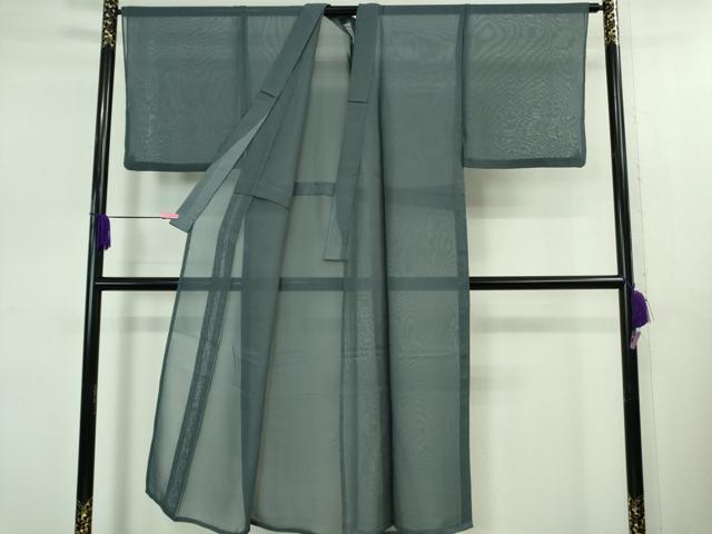 平和屋本店■極上 男性 色無地 アンサンブル 長羽織 紗 着物:薄花色×長羽織:藍色 逸品 DZAB0870kh5
