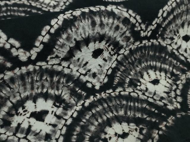 平和屋着物■極上 夏物 浴衣 有松鳴海絞り 鯉の滝登り 黒地 綿 逸品 DZAB0884kh5