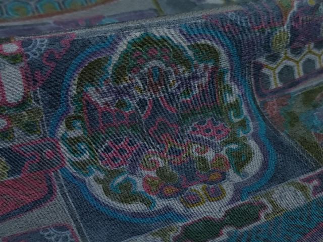平和屋本店■極上 前田仁仙 仁仙更紗 小紋 仁仙花布 反端付き 逸品 DZAB0885kh5