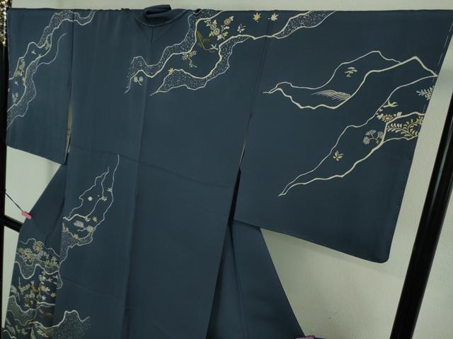 平和屋本店■極上 創業460年・千總 訪問着 刺繍 道長草花文 薄花色地 金糸 逸品 未使用 DZAB0888kh5