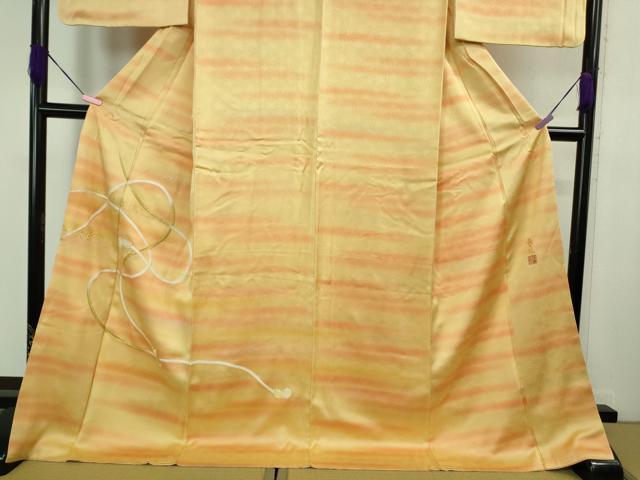 平和屋本店■極上 人間国宝 福田喜三郎 訪問着 刺繍 紐文 暈し染め 金糸 大丸扱い ロング丈 逸品 DZAB0895kh5