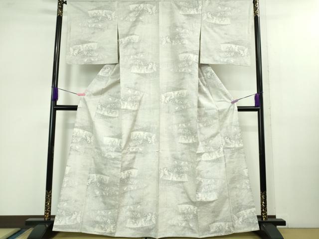 平和屋着物▽極上 本場大島紬 白大島 単衣 7マルキ 鬘帯舞蝶文 逸品 DZAB0900kh5