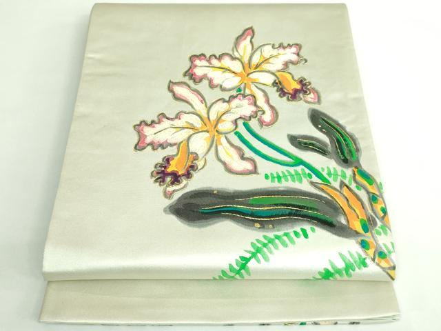 平和屋本店■超希少 染彩芸術の巨匠 皆川月華 太鼓柄袋帯 手描き 刺繍 枝花文 金銀糸 逸品 DZAB0948kh5
